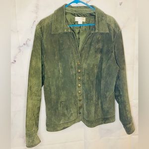 Vintage C.J. Banks by Christopher and Banks Green pig leather jacket size XL